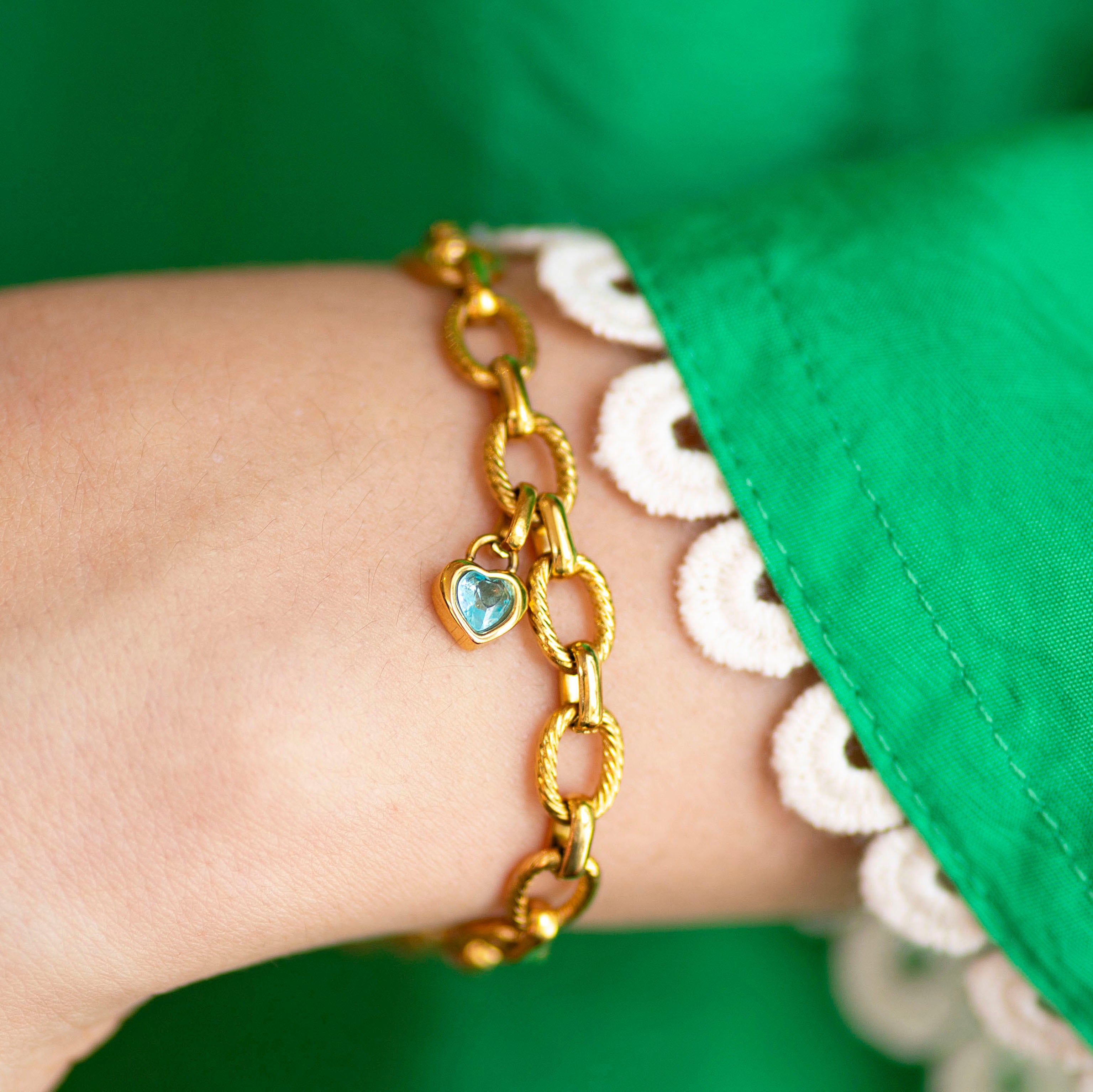 Joy by Corrine Smith Heart Armband Gold Geburtsstein Zirkon