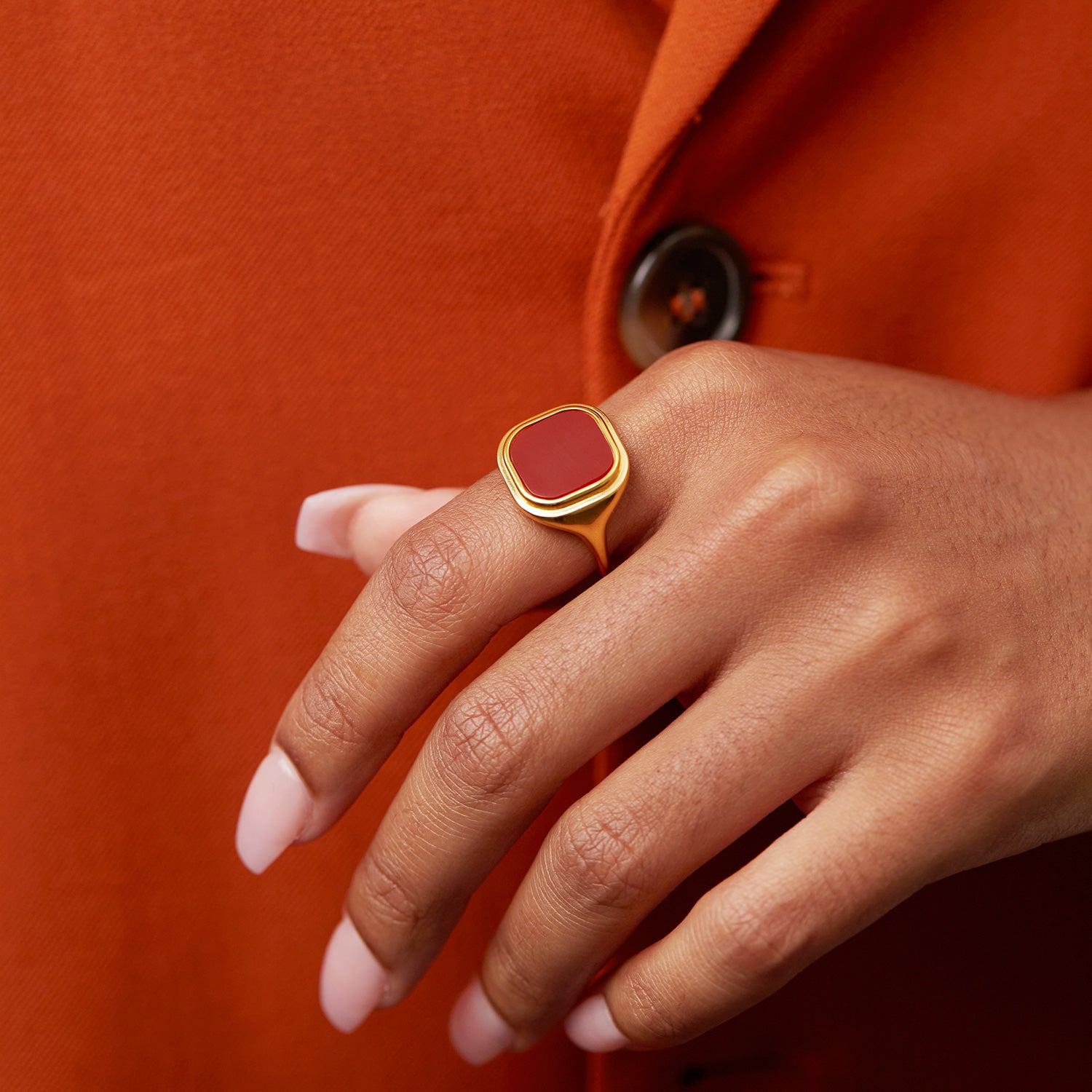 Stilnest Manhattan Cocktail Ring Achat Rot Gold 52
