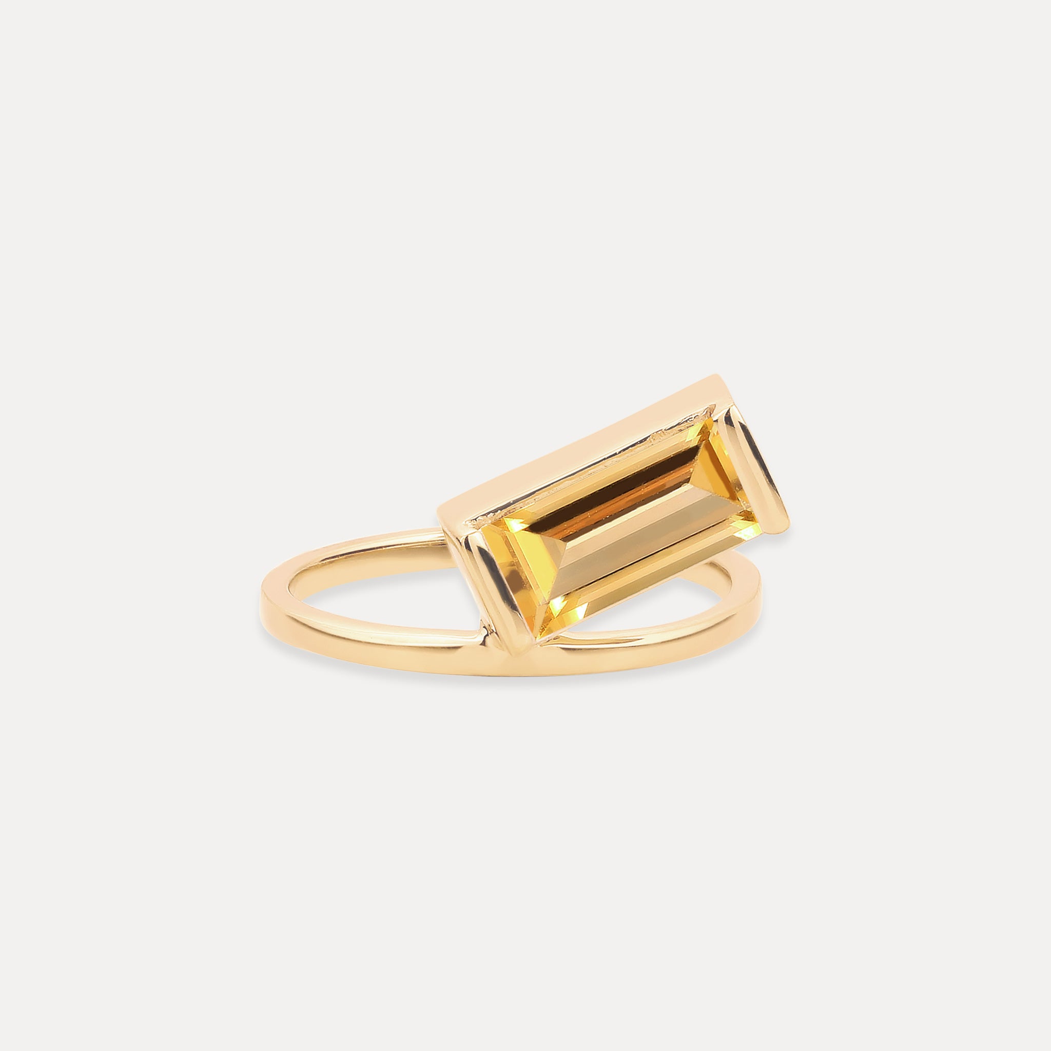 Stilnest Balance Citrin Ring 585 Gold Gr.54 Baguette