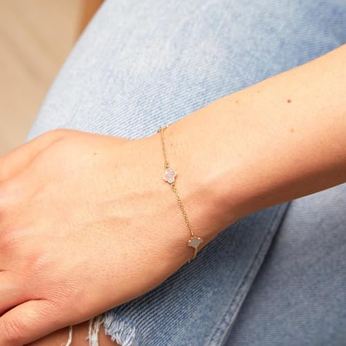 JEWLIX ID-Armbänder Damenarmband 585er Gold Blüten Perlmutt