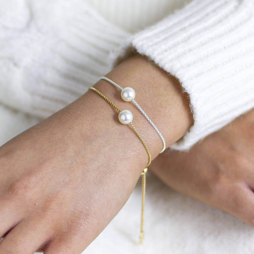 Joy by Corrine Smith Floating Pearl Armband Gold Perle
