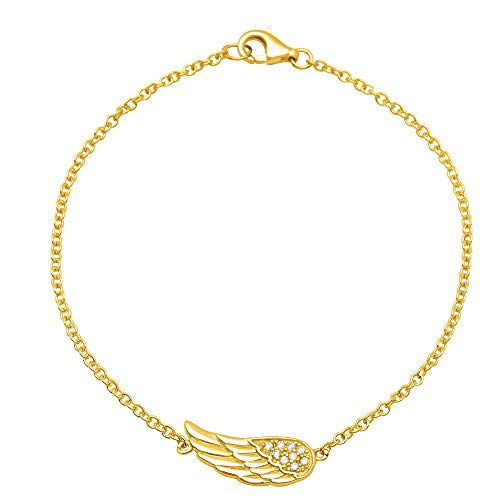 JEWLIX ID-Armband Engelsflügel 925 Silber Gold 19 cm