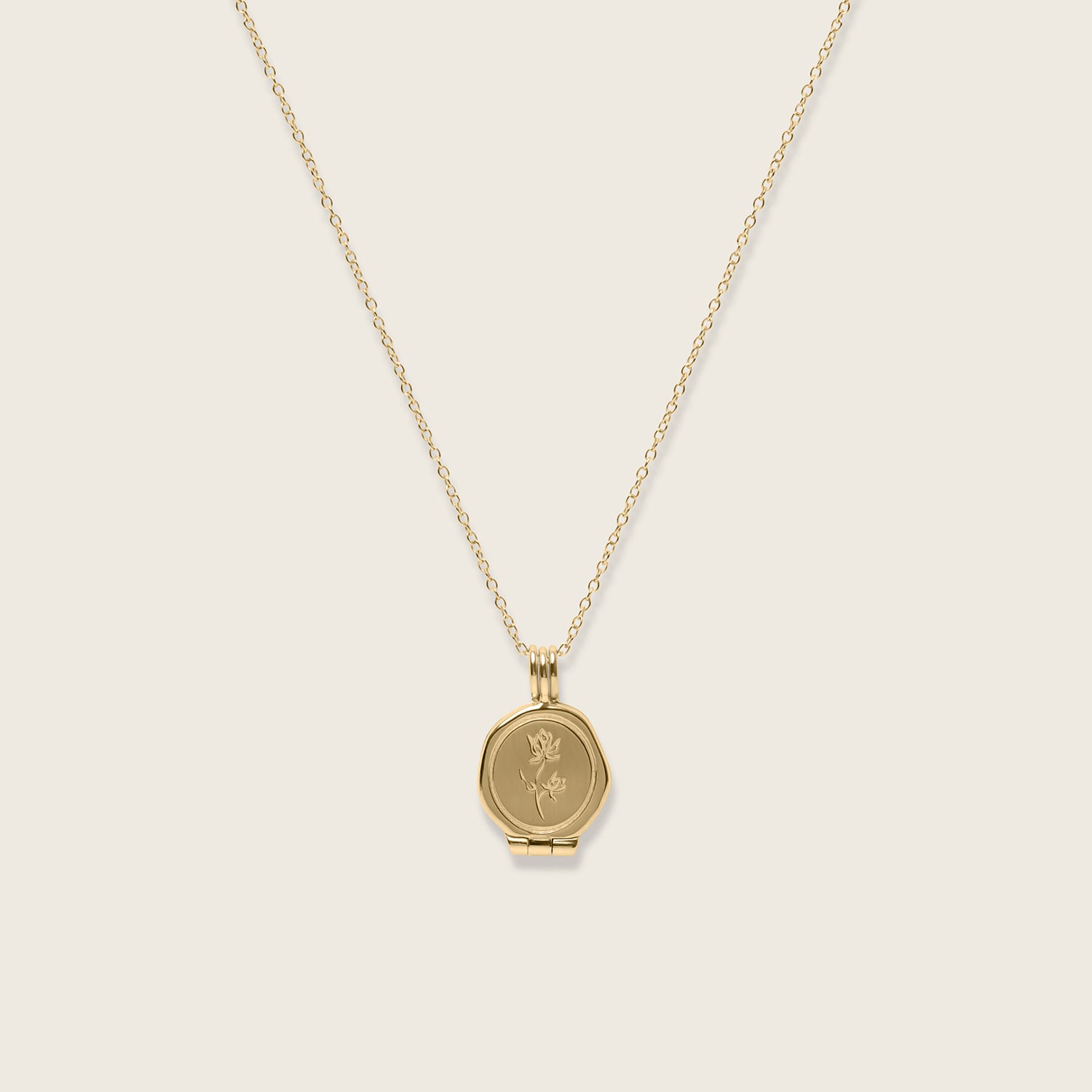 Stilnest Floral Seal Medaillon Kette 585 Gold 45cm