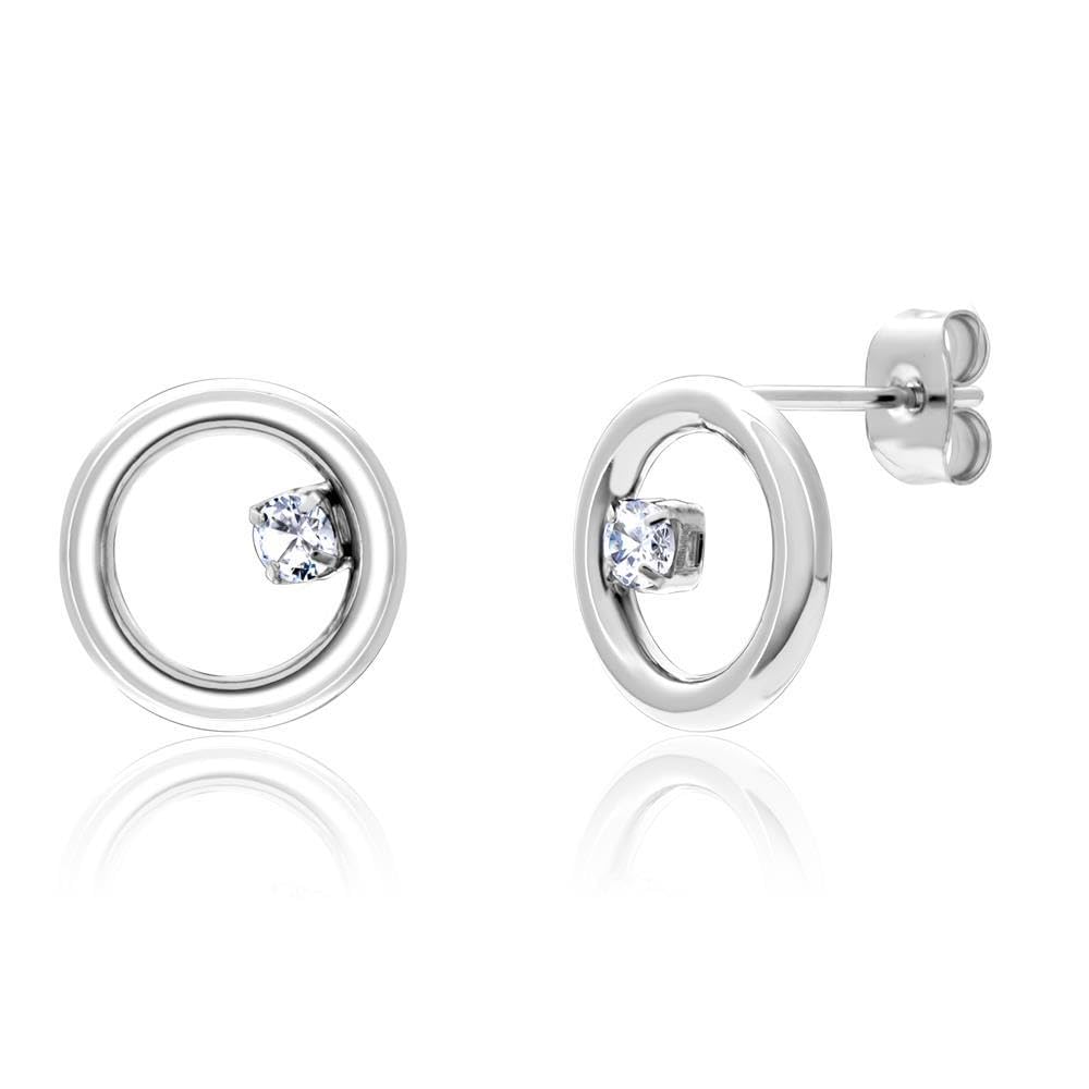 JEWLIX Ohrstecker Kreise Zirkonia Ohrringe Edelstahl Silber
