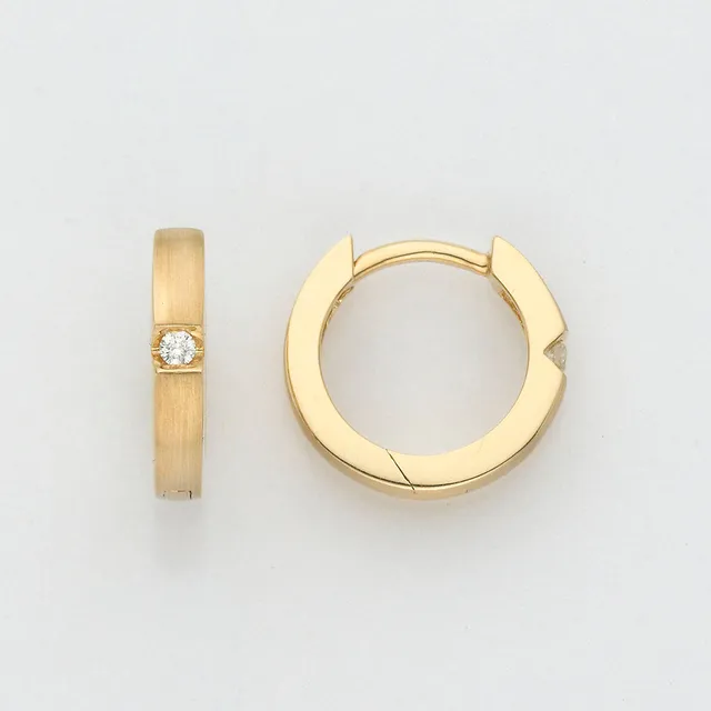 Eugen Rühle Creolen mit Brillanten 0,03ct Ohrringe 12,5mm 590 WG