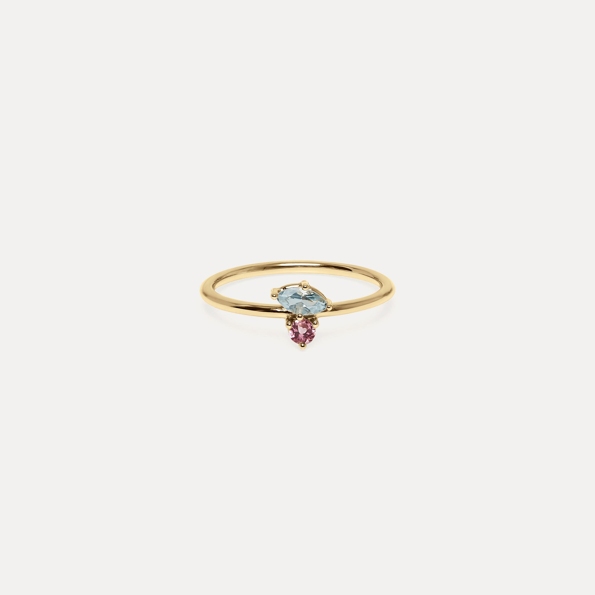 Stilnest Joy Solitär Ring Aquamarin Turmalin 585 Gold 52