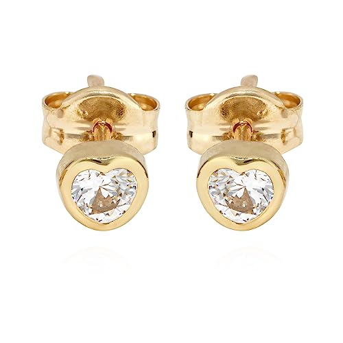 NKlaus Herz Ohrstecker 333 Gelbgold Zirkon weiß Damen