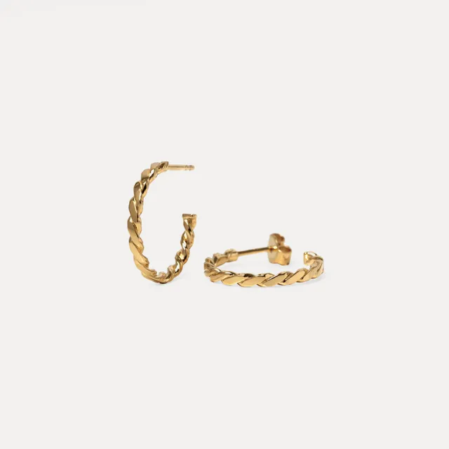 Stilnest Twisted Creolen Ohrringe 925 Silber Vergoldet 19mm
