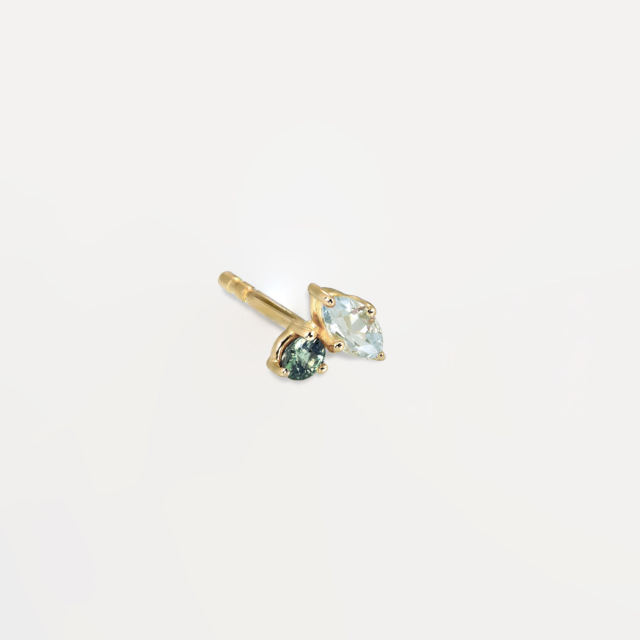 Stilnest Joy Ohrstecker Aquamarin Saphir 585 Gold Single rechts