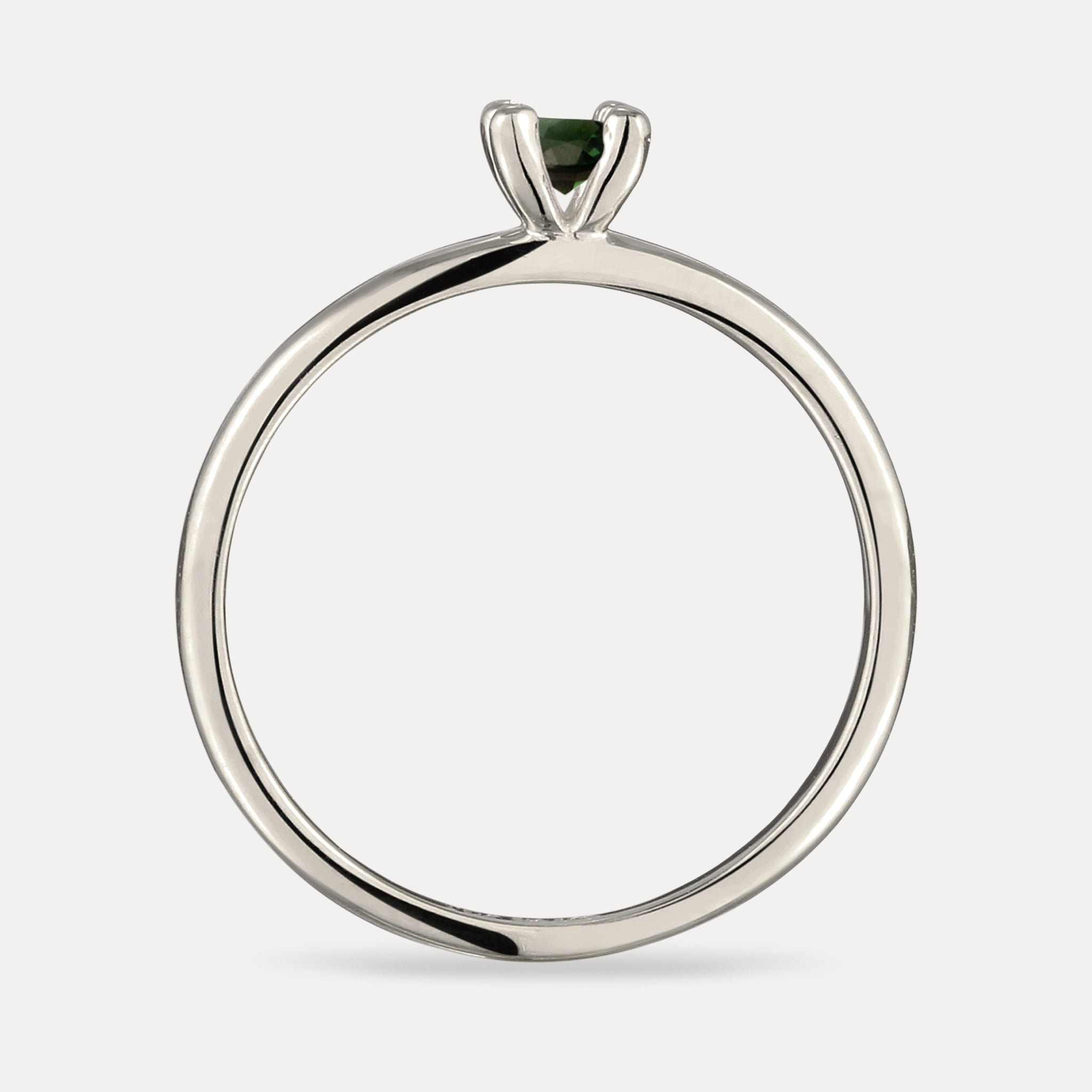 Stilnest Grüner Turmalin Solitär Ring Gold Vermeil rund