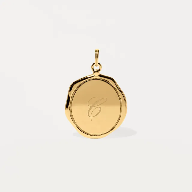 Stilnest Engravable Large Seal Anhänger 24k Gold Vermeil gravierbar