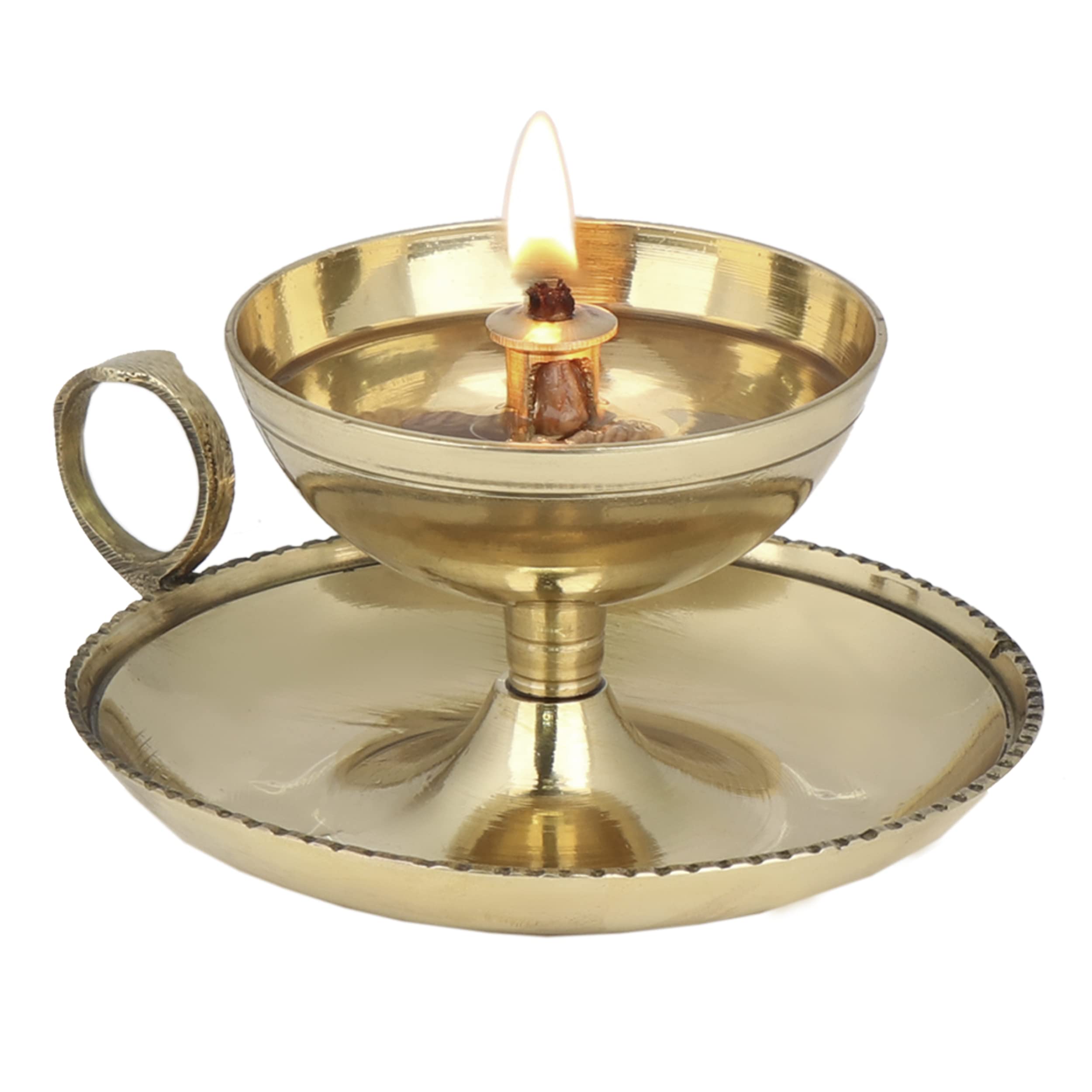 NKlaus Candle Holder Ghee Öllampe Messing gold groß 10 Dochte