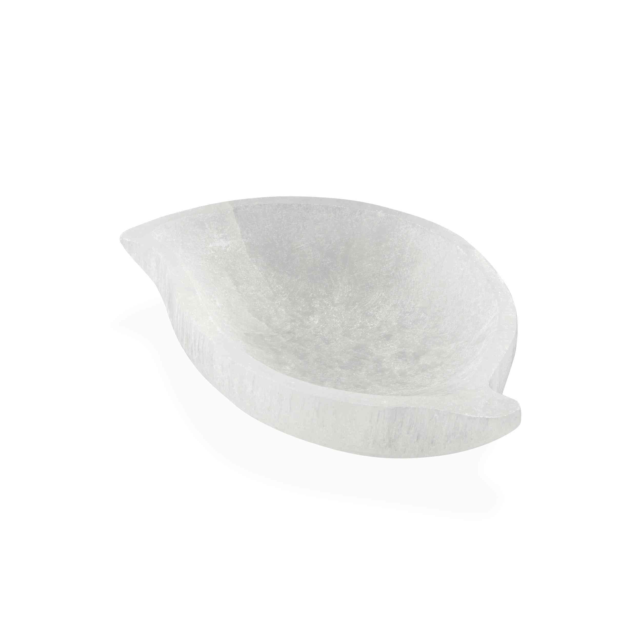 NKlaus Selenit Schale 14x9cm Naturstein Schmuckschale weiß