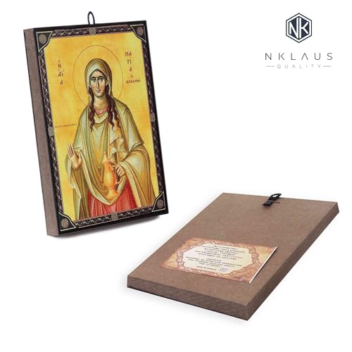 NKlaus Religious Icons Maria Magdalena Ikone Holz 9,7x13,5cm