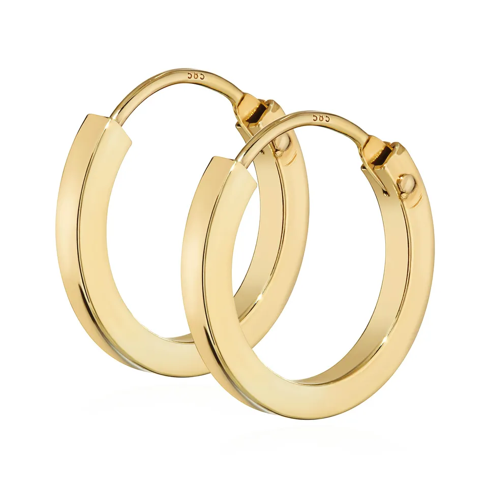 NKlaus JEWELLERY Paar Creolen 585 Gelbgold flach 14mm