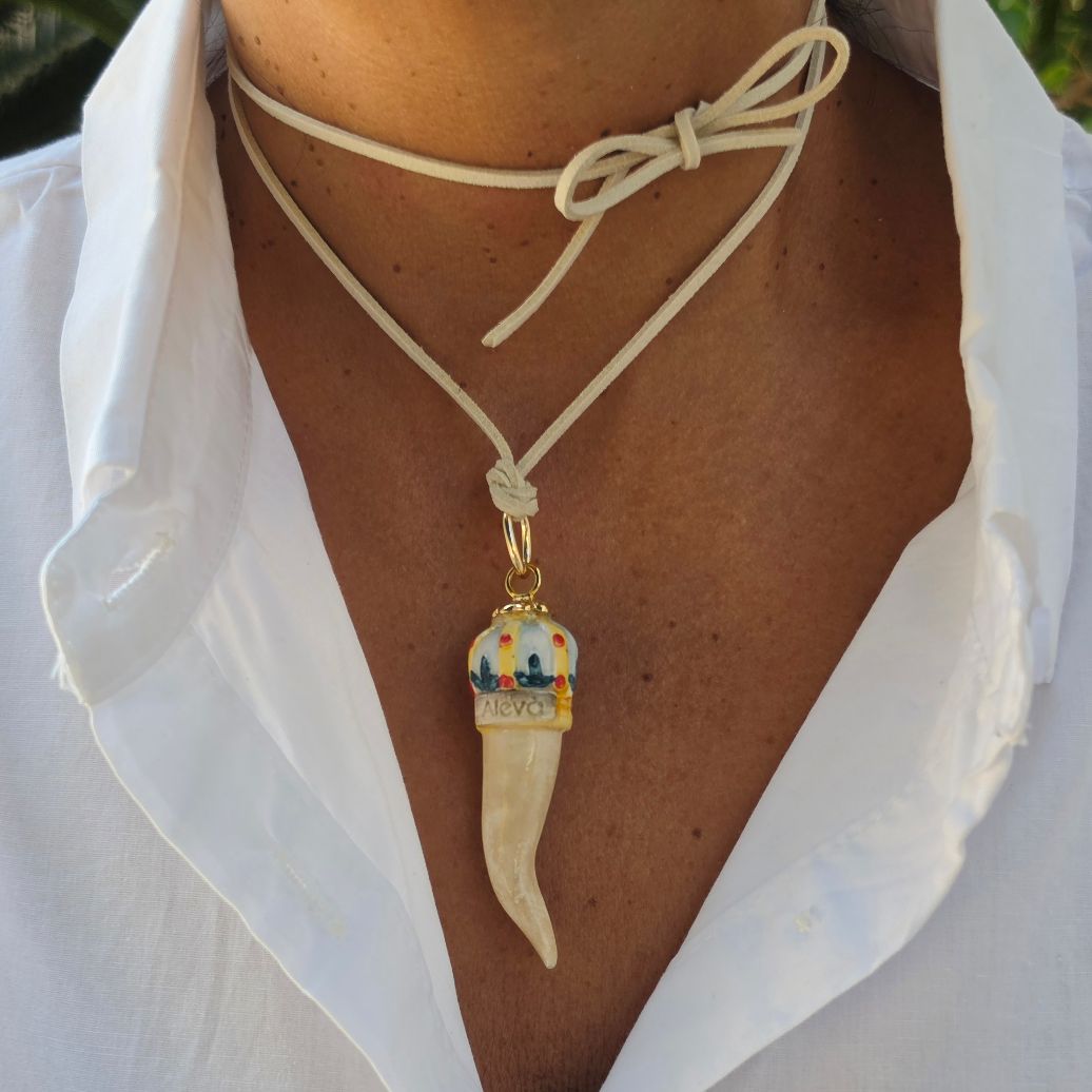 Alevá Bijoux Corno Anhänger Keramik Handglasiert