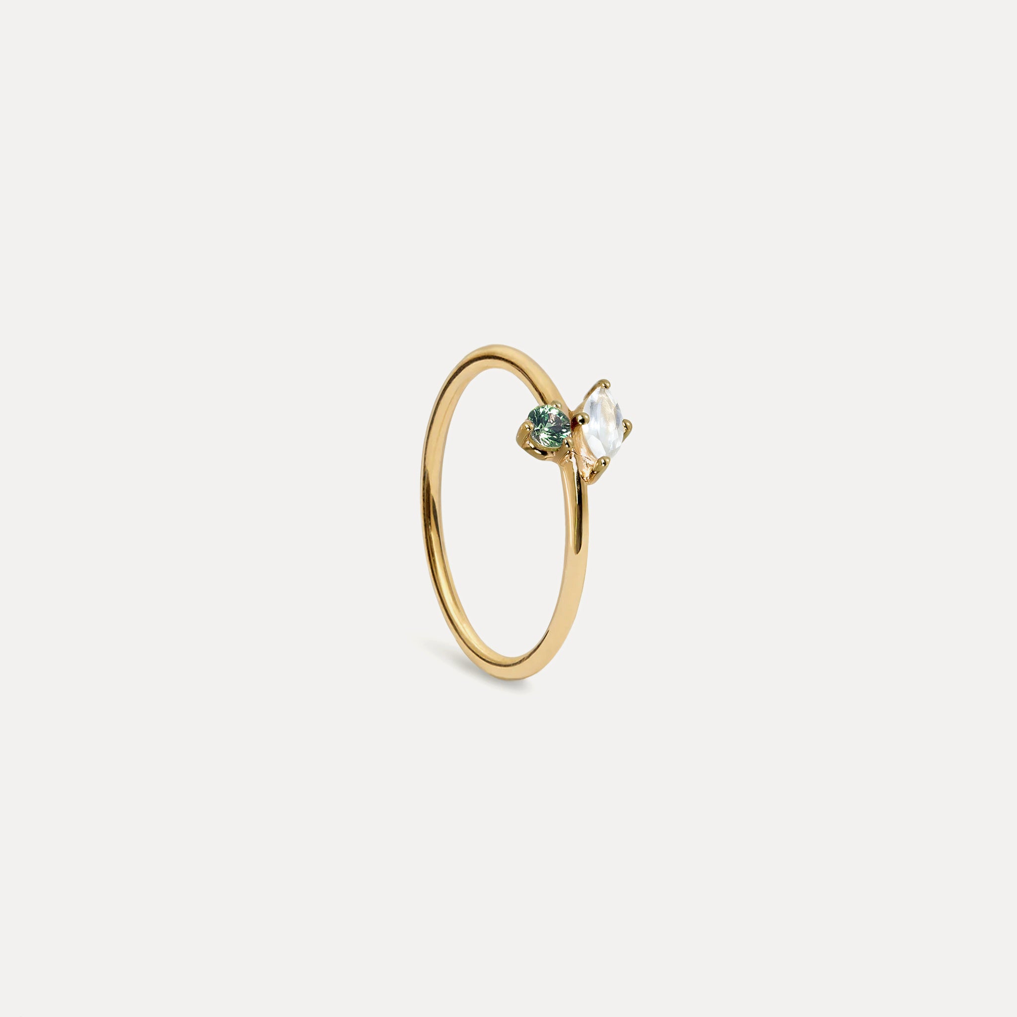 Stilnest Joy Solitär Ring Mondstein Saphir Gold Vermeil Gr 52