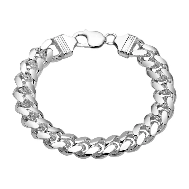 JEWLIX Panzerarmband Silber Cuban 12 mm 21 cm