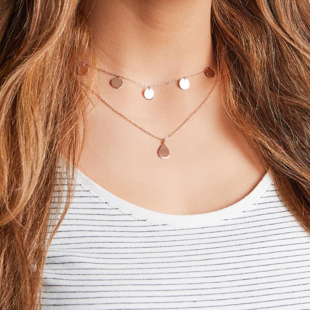 JEWLIX Ketten mit Anhänger Kette Tropfen 925er Silber rosé