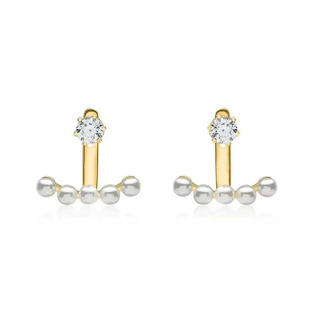 JEWLIX Ohrstecker Ear Jacket Silber Perle Zirkonia Gold