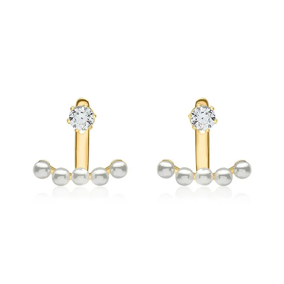 JEWLIX Ohrstecker Ear Jacket Silber Perle Zirkonia Gold