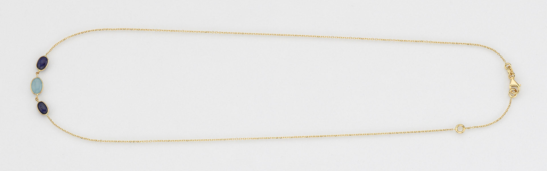 Eugen Rühle Collier mit Aquamarin Saphir Halskette 585 Gelbgold