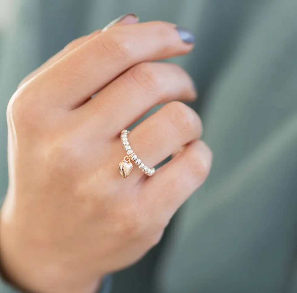 Joy by Corrine Smith Beaded Stretch Herz Ring Perlen Einheitsgr