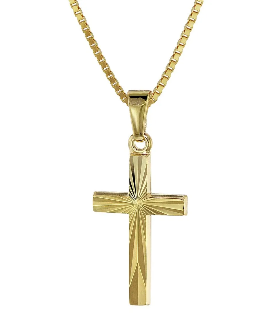 trendor Kreuz Kinder Halskette Gold 333 18 mm 40 cm
