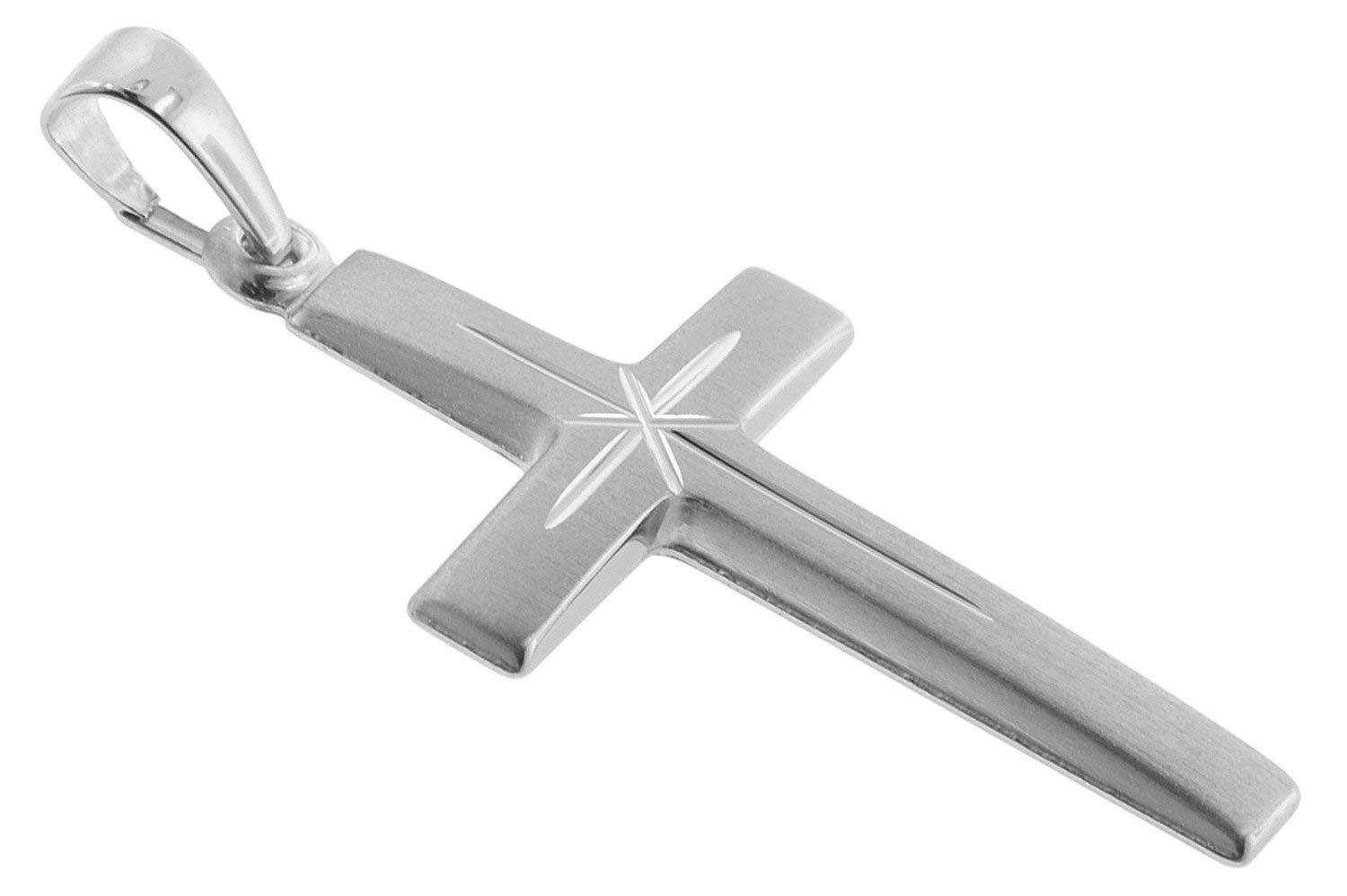 trendor Halsketten Kreuz-Anhänger 24mm Weißgold 585 45cm Kette