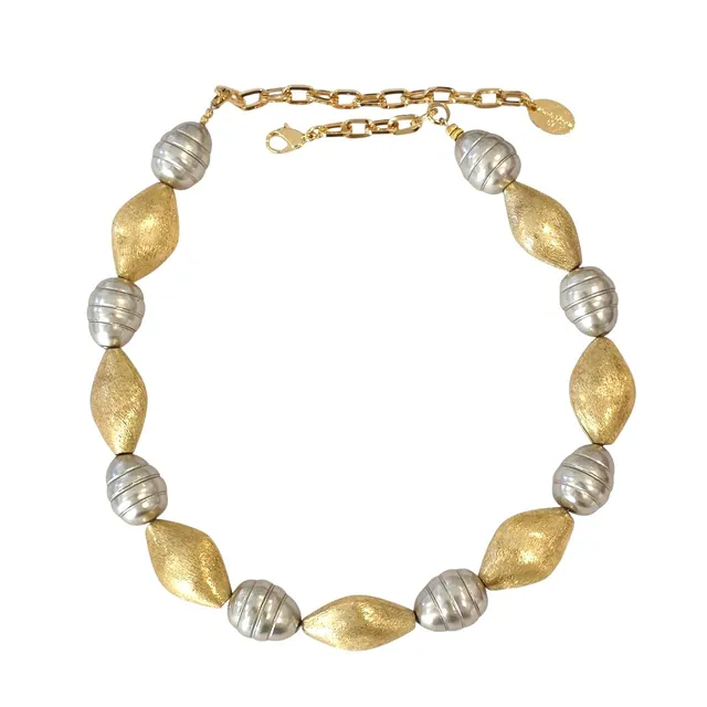 Alevá Bijoux Paola Perlen Halskette Silber Gold 38-44 cm
