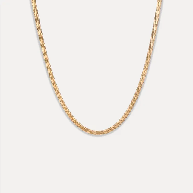 Stilnest Herringbone Kette Halskette Gold 24k 45cm
