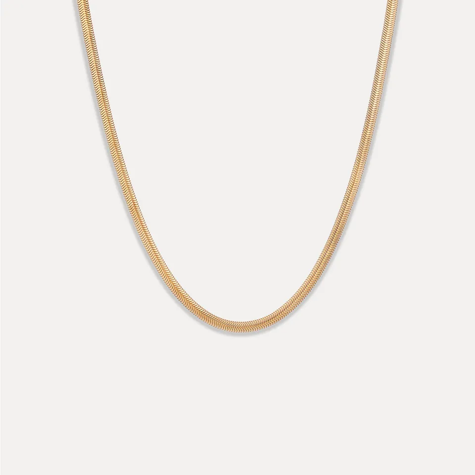 Stilnest Herringbone Kette Halskette Gold 24k 45cm