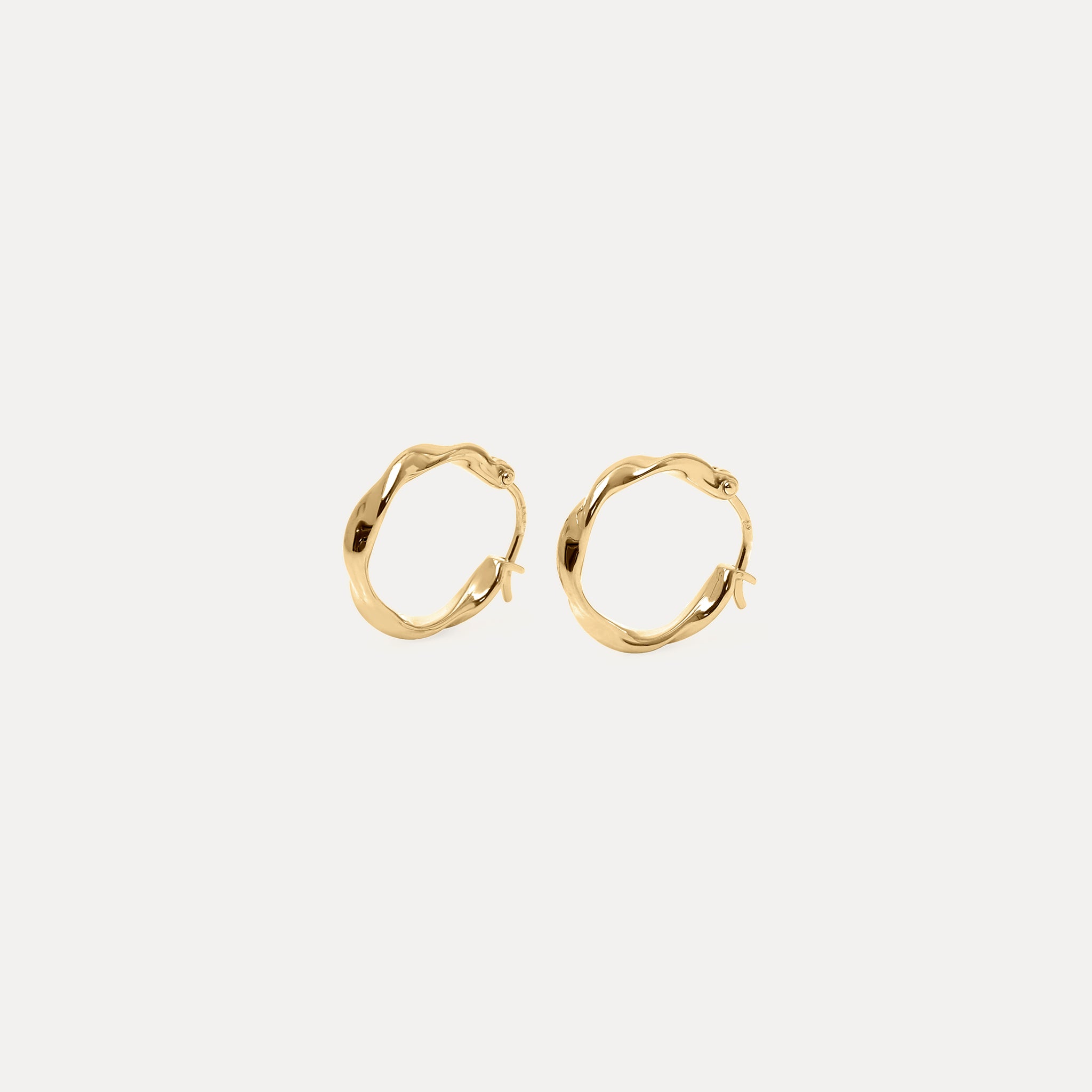Stilnest Flux Mini Creolen Ohrringe 585 Gold 14k Massivgold