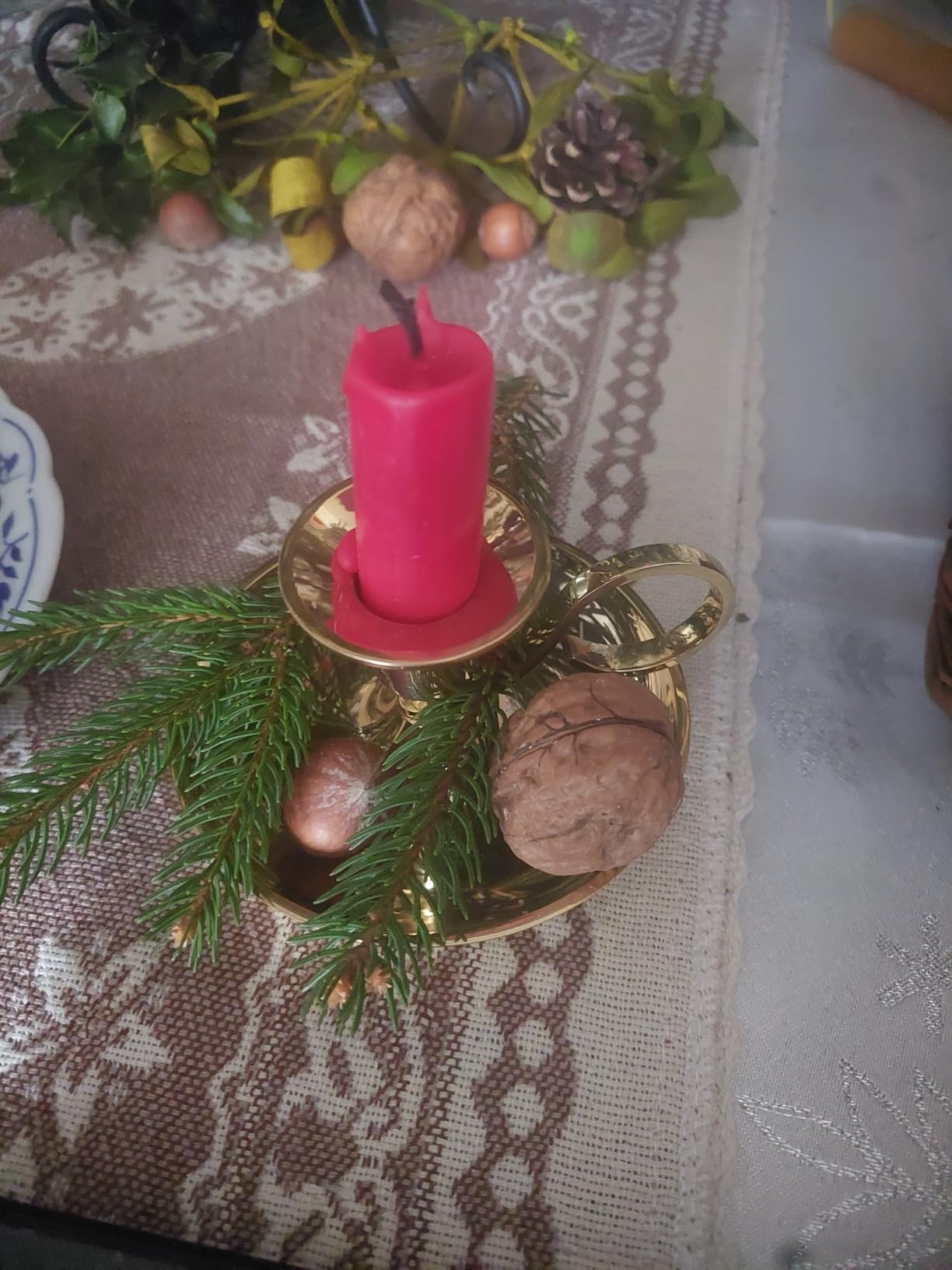 NKlaus Candle Holder Handleuchter Gold Messing 5cm