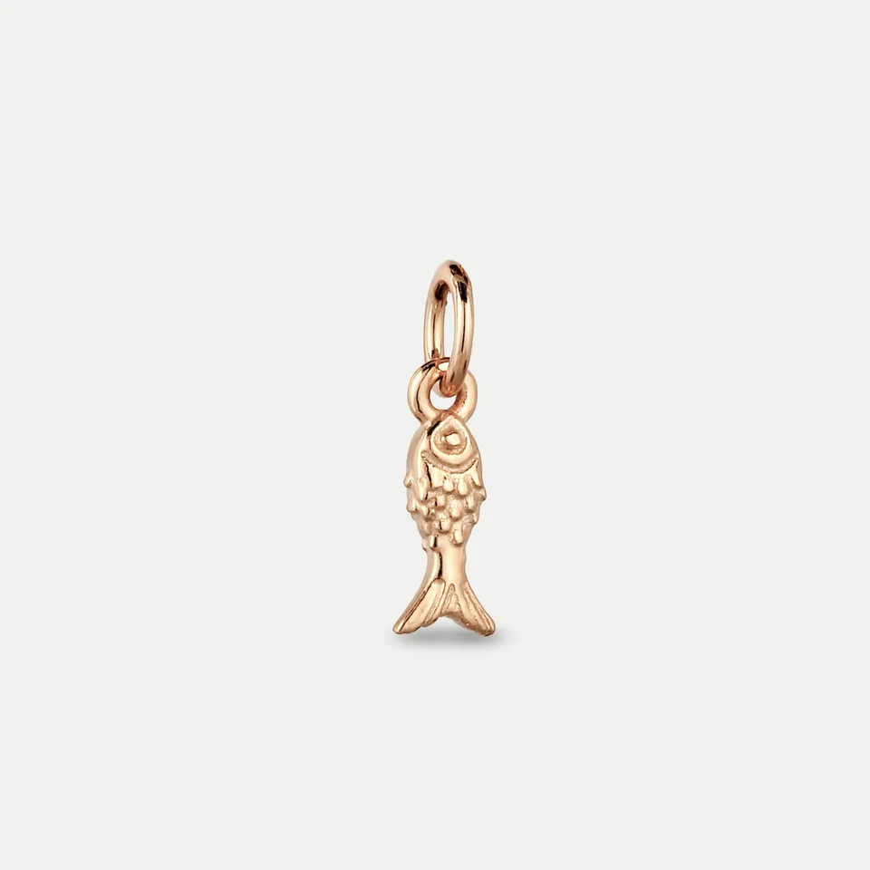 Stilnest Tiny Fish Anhänger 585 Gold Massivgold Talisman