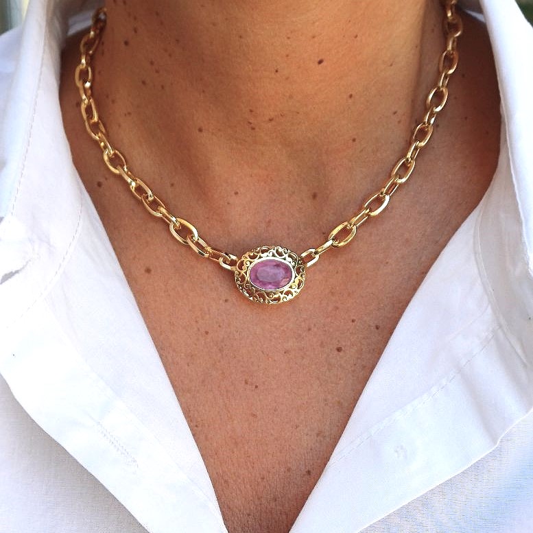 Alevá Bijoux Collane Agnese Halskette Gold Quarz 42 cm