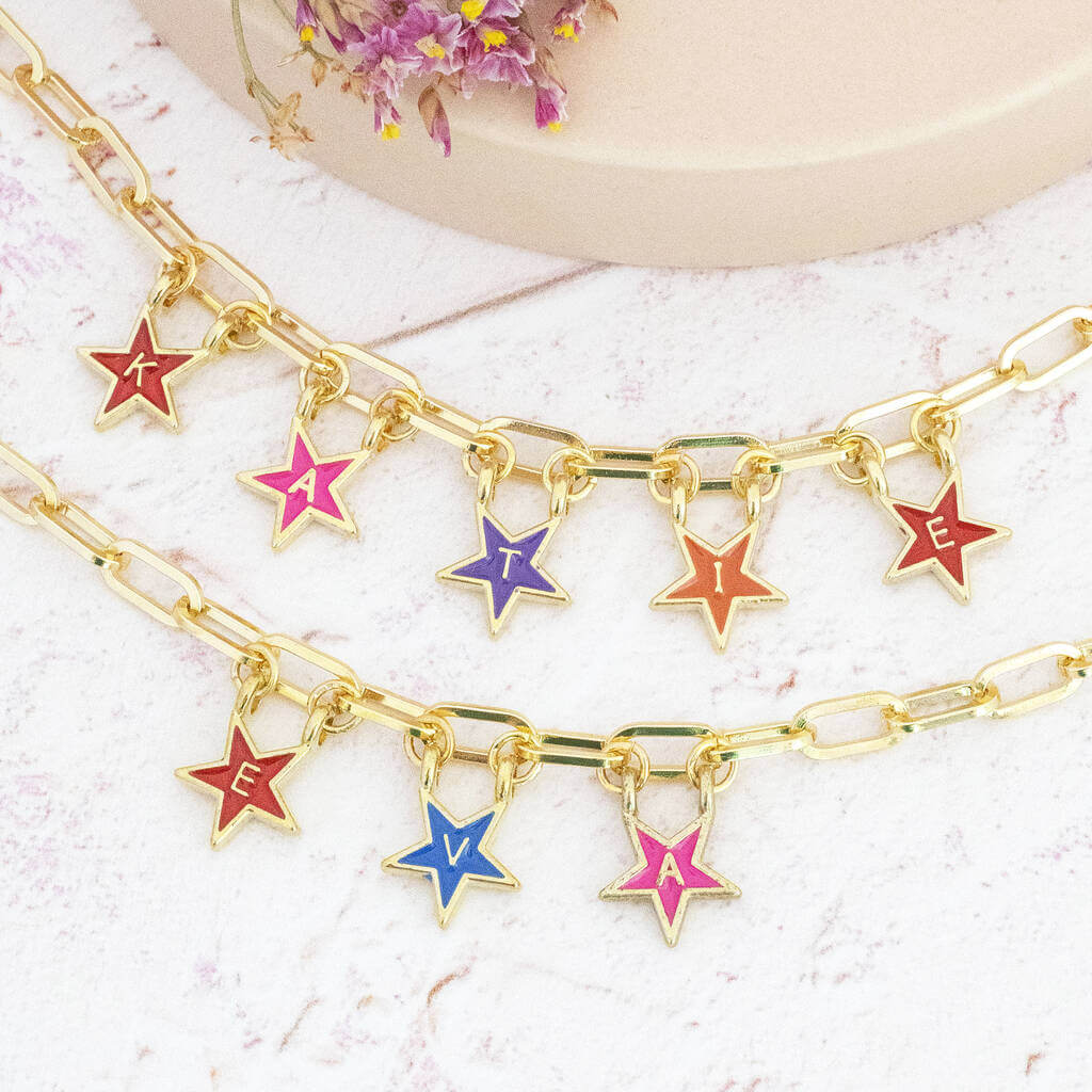 Joy by Corrine Smith Stars Charm Armband Gold personalisiert