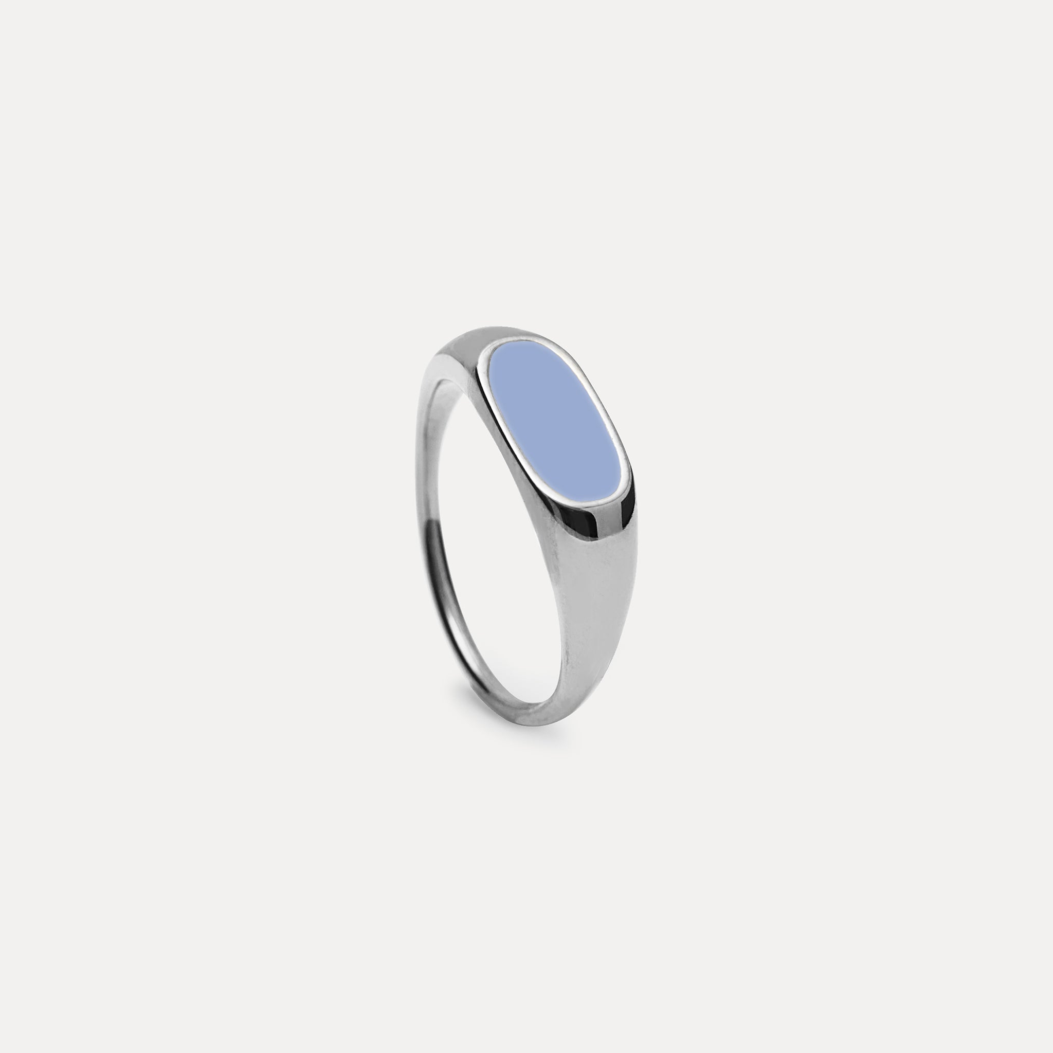 Stilnest Bombé Bold Ring Bleichblau Emaille Gold 52