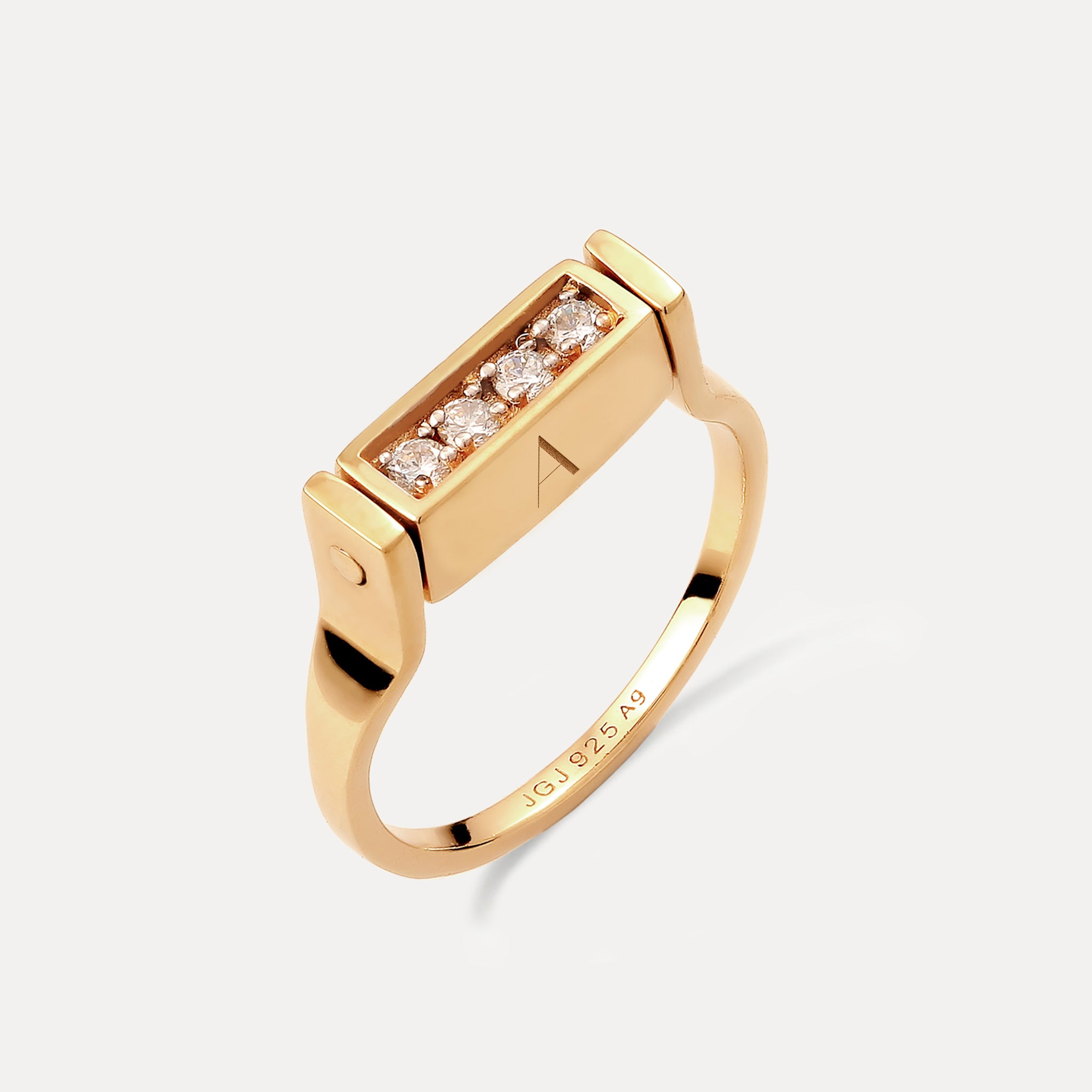 Stilnest Rings Saphir Brick Flip Ring 24k Gold Gr.54 Schwarz