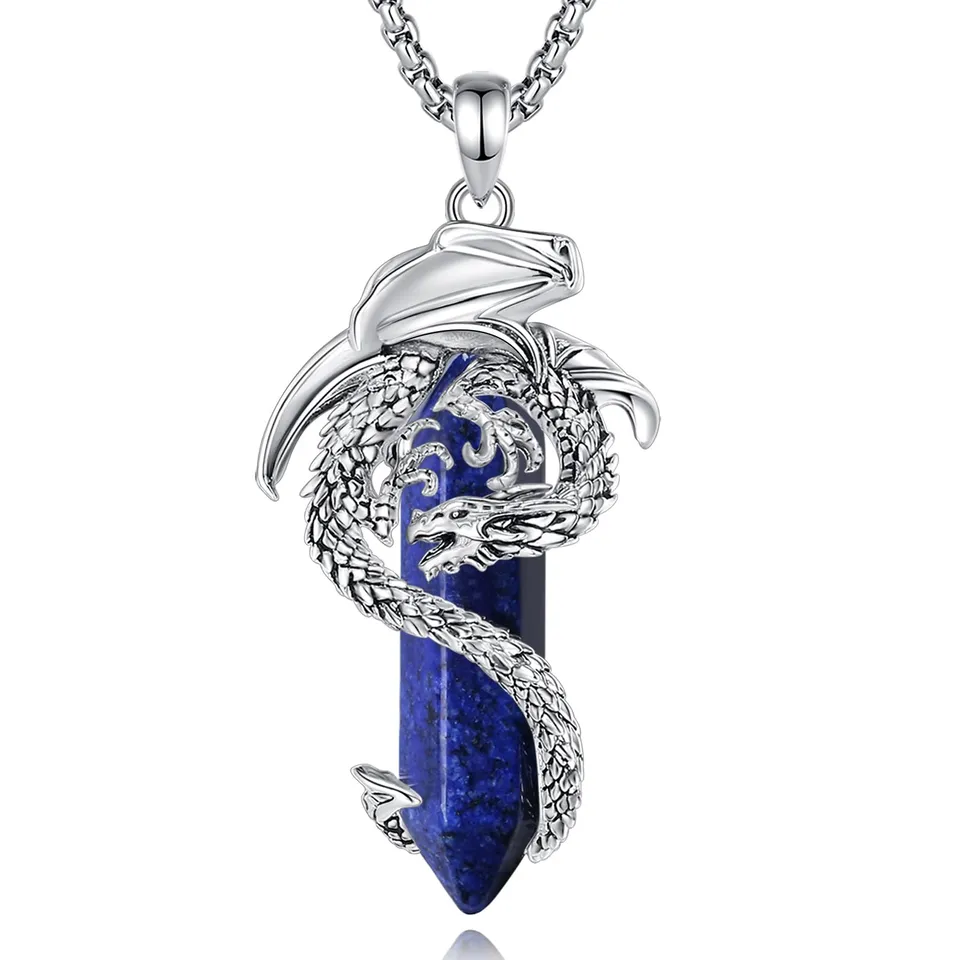 Eudora Harmony Bola Drachen Halskette Amulett blau 20+24 Zoll