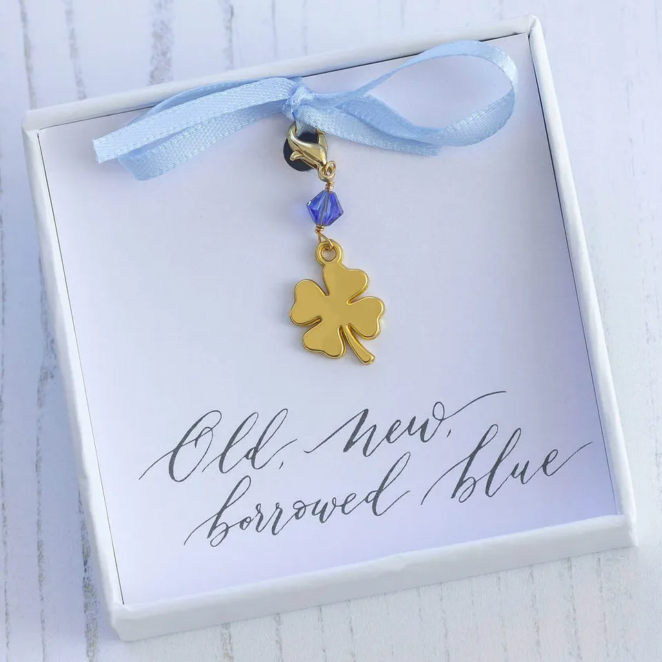 Joy by Corrine Smith Something Blue Kleeblatt Charm Gold Braut
