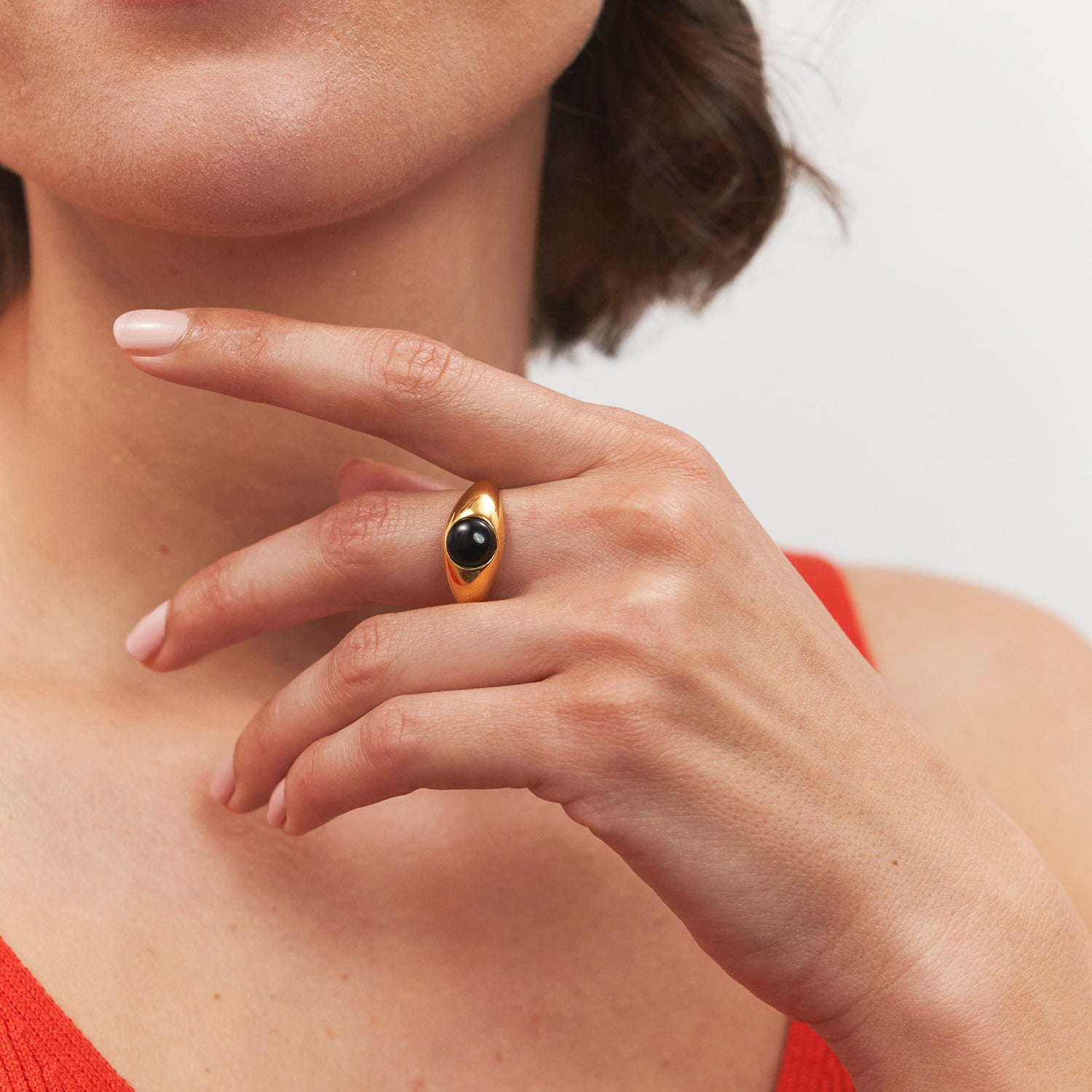 Stilnest Eden Pea Ring Onyx 585 Gold 14k Massivgold 52