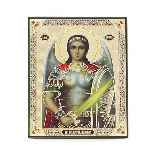 NKlaus Religious Icons Ikone Erzengel Michael Holz 15x18cm