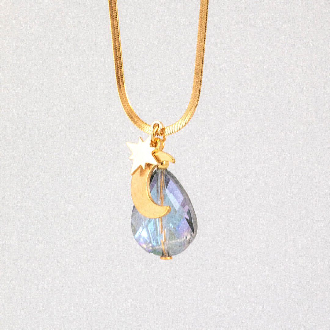 Joy Selene Mond Stern Halskette vergoldet blau limitiert