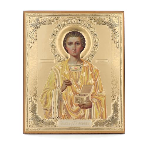 NKlaus Religious Icons Heiliger Pantaleon Ikone Holz 15x18cm