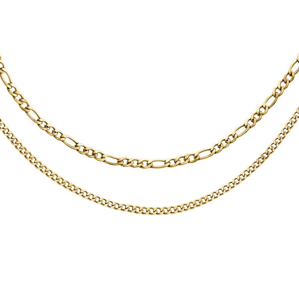 JEWLIX Ketten mit Anhänger Kette zweireihig IP Gold Damen