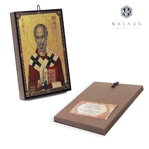 NKlaus Heiliger Nikolaus Ikone Holz orthodox 9,7x13,5cm