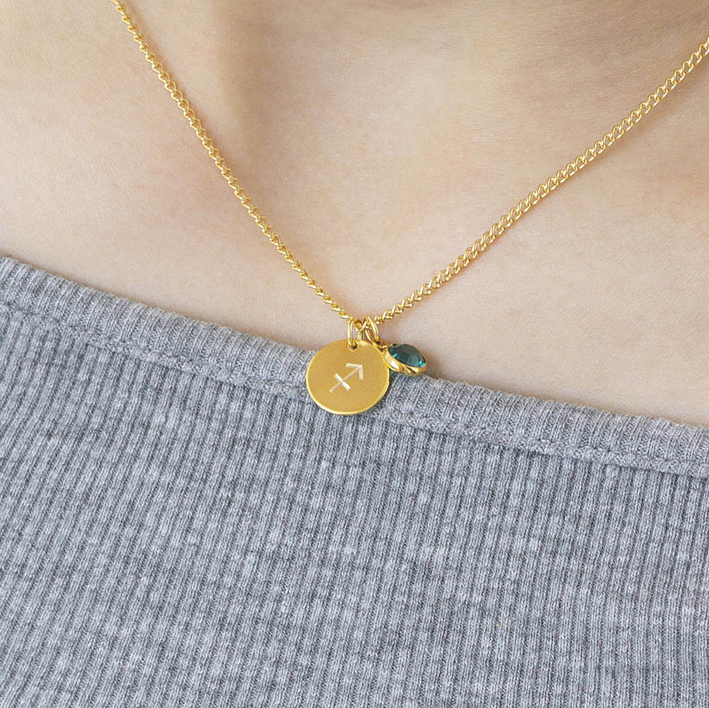 Joy by Corrine Smith Gold Zodiac Birthstone Halskette Gold Sternzeichen