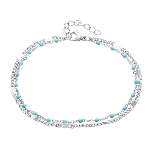 JEWLIX ID-Armbänder Zweireihiges Armband Edelstahl Silber