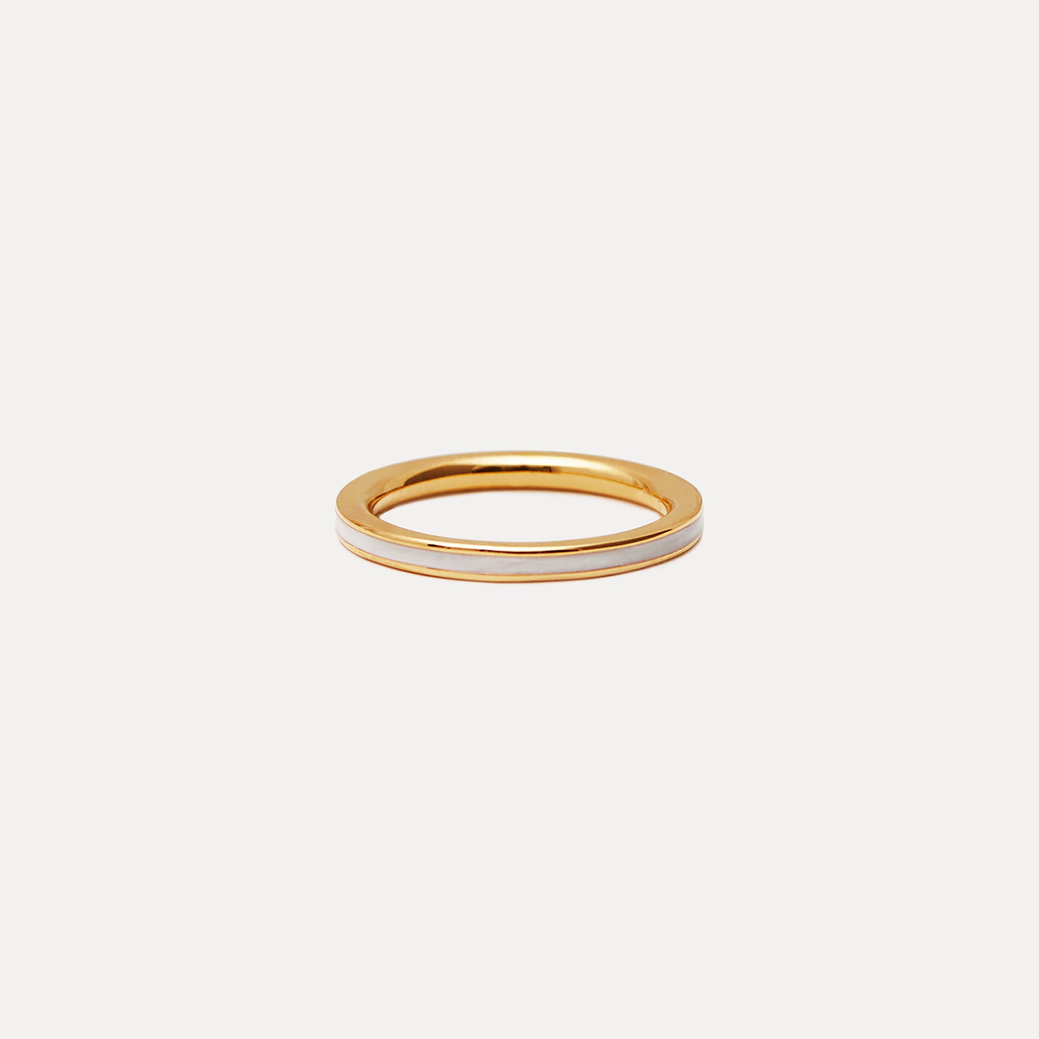 Stilnest Enamel Thin Ring Perlenweiß Gr 52 Gold